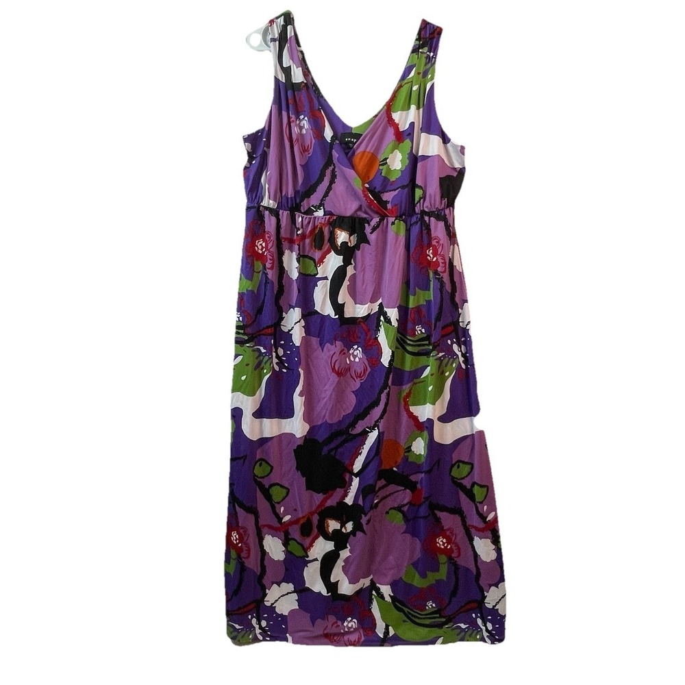 Snap Women's Plus 2X Multicolor Abstract Color Block Sleeveless Artsy Boho Dress